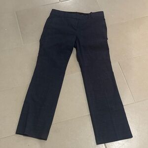 Ann Taylor Petite size 2 plaid trousers navy windowpane tailored straight leg